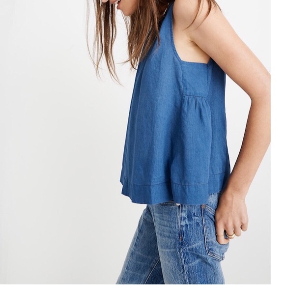 MADEWELL Riverbank Button-Back Top in Indigo Top - Picture 3 of 5